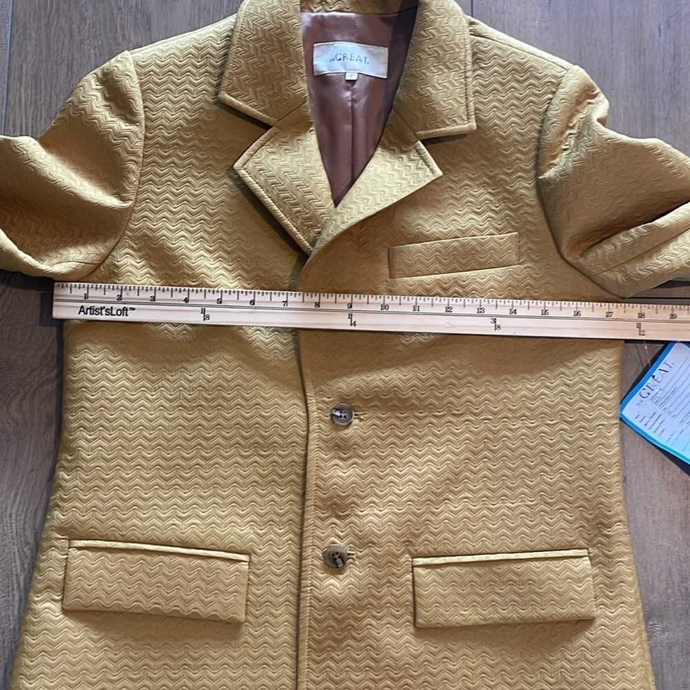 NWT The Great The Blazer Jacquard Suit Jacket Size S 4-6 Mustard Yellow Chevron - Picture 11 of 13